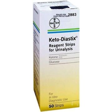 Ascensia Keto-Diastix Reagent Strips for Urinalysis Testing Box of 50 - 2883