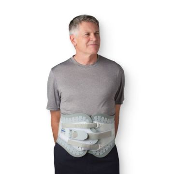 A front view of a man wearing the Aspen LSO Support Brace.