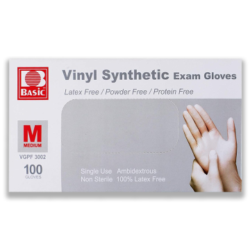 Basic Vinyl Synthetic Exam Gloves  - VGPF 3001, 3002, 3003