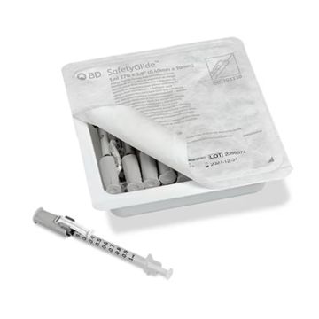 BD SafetyGlide Allergy Syringe Tray with Integral Needle - 303330