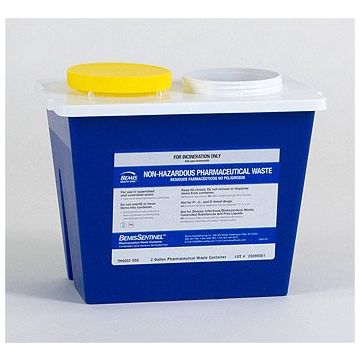 8 Gallon Bemis Sentinel Blue Pharmaceutical Waste Container with Horizontal/Vertical Entry - 4008 050