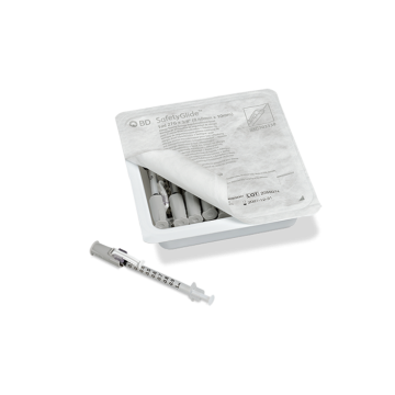 BD SafetyGlide Allergy Syringe Tray with Integral Needle - 303330