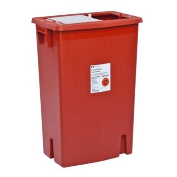Cardinal Health SharpSafety Sharps Container with Gasket Lid, Gasketed Slide Lid - 18 Gallon Red: 26 in. x 12.75 in. x 18.25 in.
