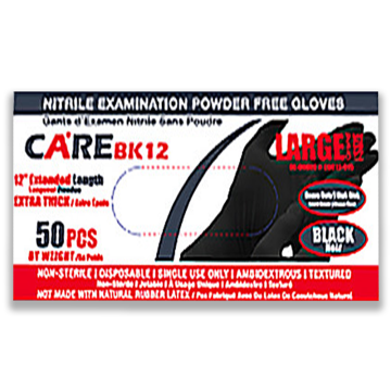 TG Medical Care Black 12" Nitrile Powder-Free Gloves