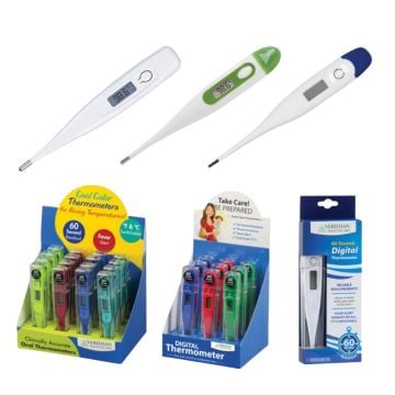 Water-Resistant Thermometer with Rigid Tip, Full Storage Case, And Replaceable LR41 Battery