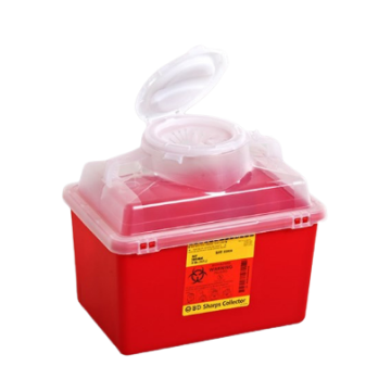14 Quart Red BD Stackable Sharps Container Regular Funnel, Clear Top - 305464