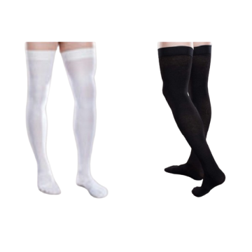 Core Spun Thigh High - White and Black