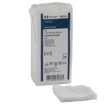 Covidien 2556 Curity 4 x 4 Inch Gauze Sponge 8 Ply, Pack of 200