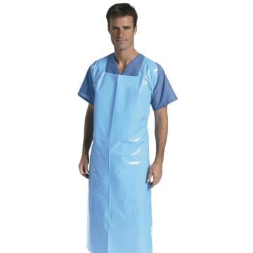 Medline Heavyweight Cysto-Style Plastic Aprons, Blue - NON24280