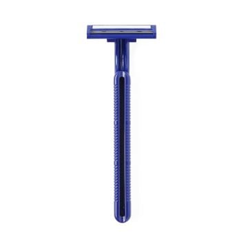 Medline Twin-Blade Facial Razors with Lubrication Strip, Navy Blue