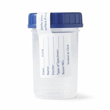 Medline Click-N-Close Pneumatic Tube Specimen Containers with Blue Lid