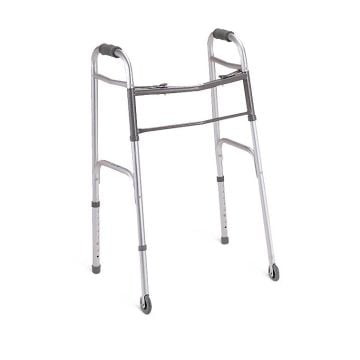 Medline Two-Button Folding Walkers with 3 in. Wheels, Adult - MDS86410W4