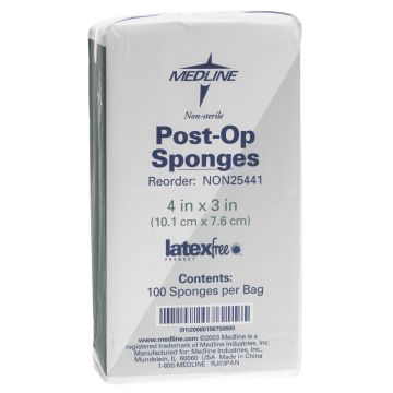 Medline 4 x 4 Inch Post-Op Non-Sterile Sponges 4 Ply - NON25442