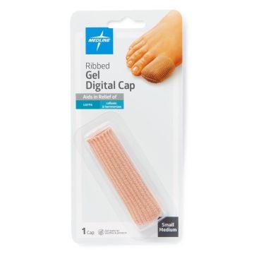 Medline Gel Ribbed Digital Toe Caps, Size S/M or L/XL