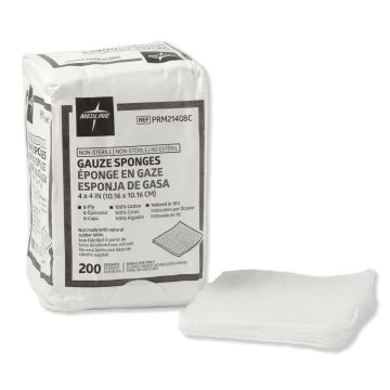 PRM21408C - Non-Sterile Pack of 4 x 4 Inch Gauze Sponges, 8-Ply 