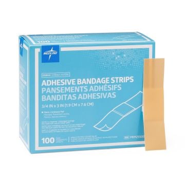 Medline Caring Plastic Adhesive Bandages, Latex Free Sterile