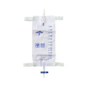 Urinary Leg Drain Bag with Elastic Straps, Fabric Backing, Slide-Tap Drainage Port, Size L, 30 oz./900 mL