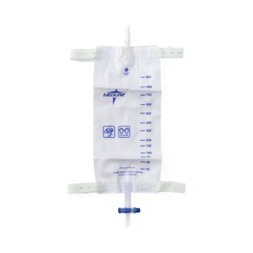 Urinary Leg Drain Bag with Elastic Straps, Fabric Backing, Slide-Tap Drainage Port, Size L, 32 oz. / 1100 mL