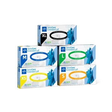 Medline SensiCare Powder-Free Nitrile Exam Gloves, Latex Free, Long