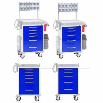 DETECTO Rescue Anesthesiology Medical Carts, 5-drawer and 6-drawer