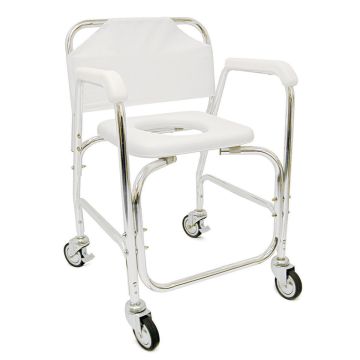 DMI Rolling Shower and Commode Transport Chair with Padded Toilet Seat