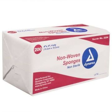 Dynarex 4 x 4 Inch Non-Woven Gauze Sponge 4 Ply - Non Sterile