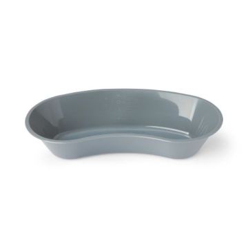 Plastic Emesis Basin in graphite color with graduations in fluid ounces and milliliters