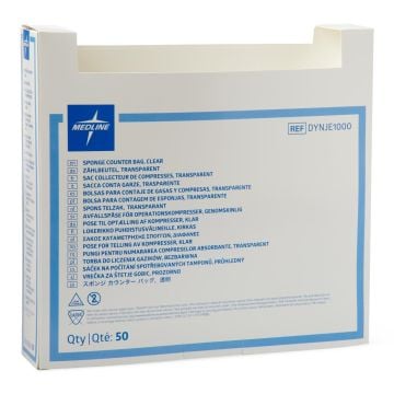 Medline Surgical Sponge Counter Bags, Clear or Blue