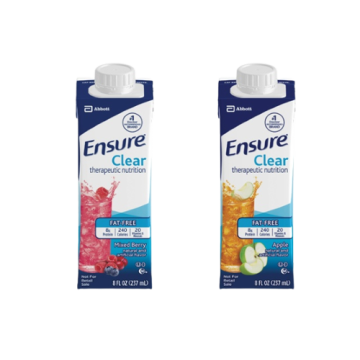 Abbott Ensure Clear Nutrition Drink (High Protein, Fat Free) - Apple, Mixed Berry, Blueberry 8 oz. Cartons