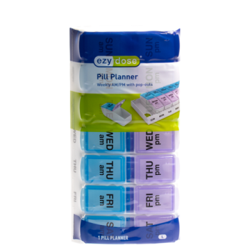 Ezy Dose AM PM Travel Pill Pods Pill Planner in plastic packaging