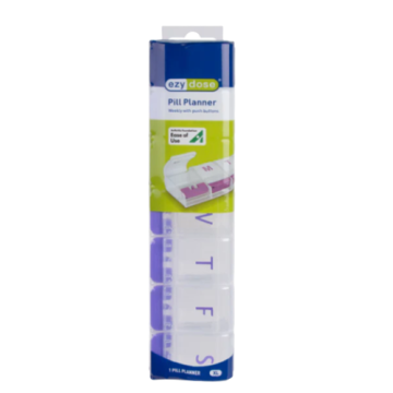 Ezy Dose Push Button Weekly Pill Planner in packaging