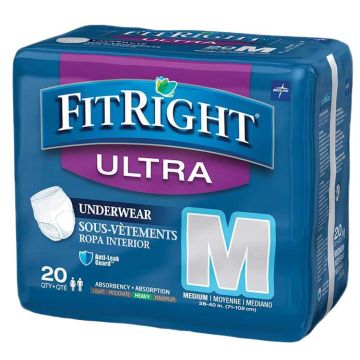 Medline FIT23005A FitRight Ultra Protective Underwear, Moderate Absorbency, case/80