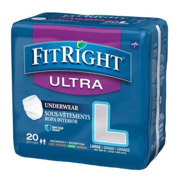 Medline FIT23505A FitRight Ultra Protective Underwear, Moderate Absorbency, case/80