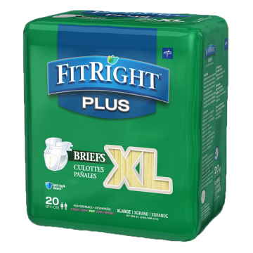 Medline FITPLUSXL FitRight Plus Briefs, Heavy Absorbency, case/80
