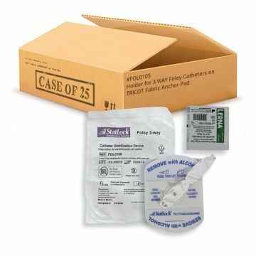 Holder for 3 WAY Foley Catheters on TRICOT Fabric Anchor Pad
Box