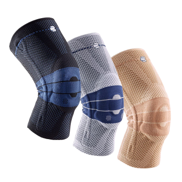 GenuTrain Knee Brace in beige, black, and titanium blue