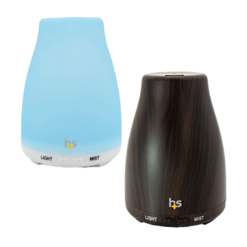 HealthSmart Essential Oil Diffuser in color-changing white and color-changing wood styles