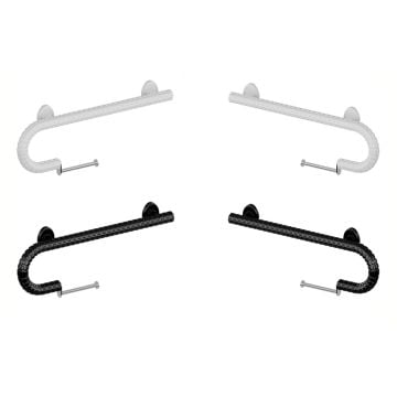 SafetyGrip Toilet Paper Holder Grab Bar - Left/Right & White/Black