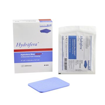 Hydrofera Blue READY Antibacterial Foam Dressing, Box of 10, 4 x5 Inch (HBRS4520)