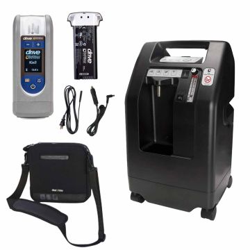 Bundled Item: Drive DeVilbiss 5 Liter Concentrator with Oxygen Sensor and iGo2 Portable Oxygen Concentrator with ONE Battery, AC/DC Adapters, Carry Bag, and Carry Strap