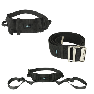 Vive Transfer Belt -- standard, with handles, and with handles & leg straps