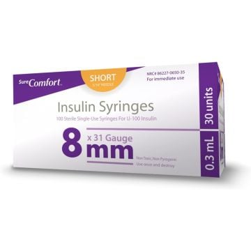 31 Gauge x 5/16 Inch (Short) Needle, 0.3 cc - Box of 100