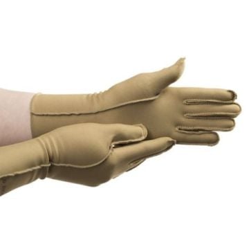 Isotoner Full Finger Therapeutic Compression Gloves, Beige