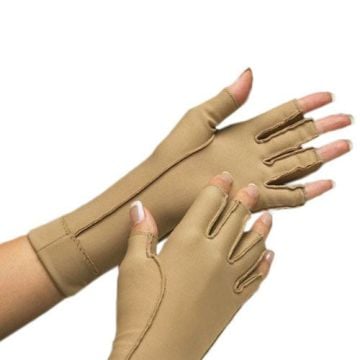 Isotoner Fingerless Therapeutic Compression Gloves, Beige