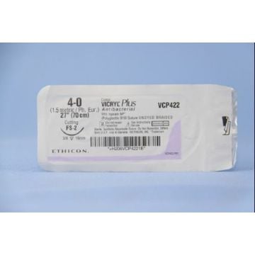 J&J Suture with Needle Coated Vicryl Plus Absorbable Undyed Braided Polyglactin