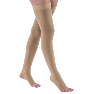 Jobst Relief Thigh High Compression Stockings with Silicone Top Band OPEN TOE 30-40 mmHg