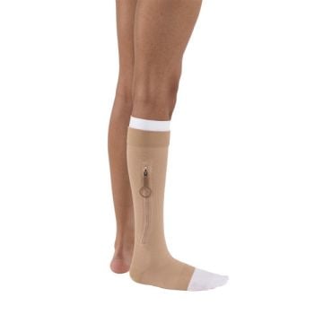 Jobst UlcerCare 40-50 mmHg Open Toe Zippered Unisex Knee High Compression Stockings, Beige