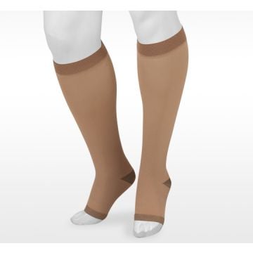 Juzo Silver Soft II0VII Knee High 20-30 mmHg Compression Socks, Open Toe, Beige
