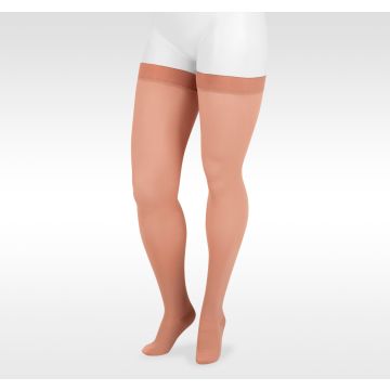 Juzo 3513AG Dynamic 40-50 mmHg Open Toe Garter Thigh High Compression Stockings, Beige
