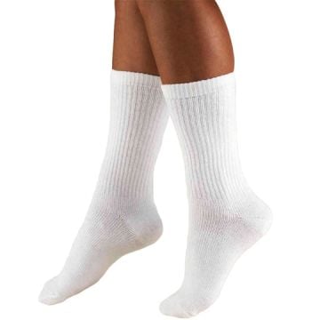 TRUFORM Men's Crew Length Athletic Compression Socks 15-20 mmHg Closed Toe Crew / Dress, White